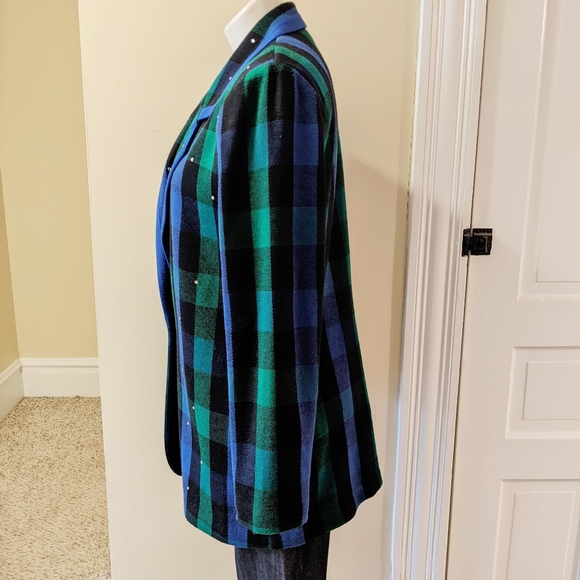 Rebecca Stessens plaid blue and green blazer - Picture 2 of 7